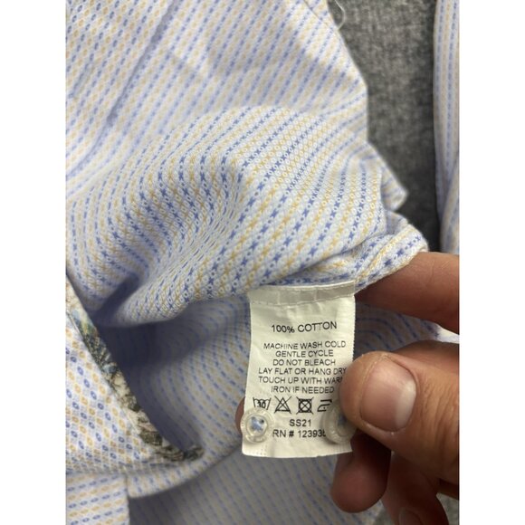 Hammer Made Shirt Mens Small White Blue Yellow Geometric Long Sleeve Cotton - Picture 6 of 7